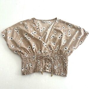 Mileage Floral Rouched Waist Blouse Top‎ Cottagecore size M